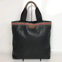 GUCCI グッチ シボ革 シェリーライン ウェブストライプ トートバッグのサムネイル