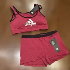 adidas スポーツブラ＆ハーフショーツセットアップ　ダークピンク