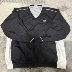 テニス Vネック長袖ウェア 黒/白　Oサイズ