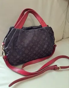 ラシット　2wayショルダーバック　赤ハンドル×ブラウン