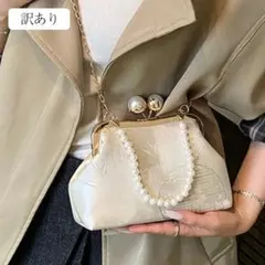 がま口 パーティーバッグ 刺繍 ハンドバッグ パールチェーン クラッチバッグ B
