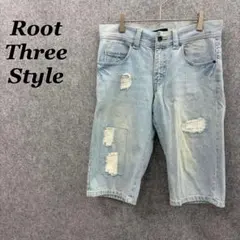 Root Three クラッシュデニム ハーフパンツ M メンズ 古着のサムネイル