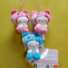 ハローキティ むにゃすや マスコット 3種セット サンリオ ラウンドワン