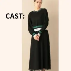 CAST: キャスト ラッセルレースリブボーダー ワンピース ブラックS