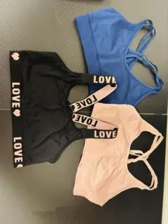 スポーツブラ 3点セット 青 黒 ピンク