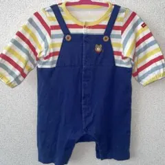 HOT BISCUITSストライプロンパース・カバーオール 70