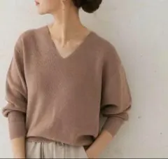 アーバンリサーチドアーズ　コットン畦Vネックニット