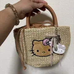 ハローキティ - ♣♥新品未使用！ハローキティ2wayラタンかごショルダーバッグ　ブラウン HELLO KITTY / ラタンバッグ（かごバッグ）｜sanrio（サンリオ