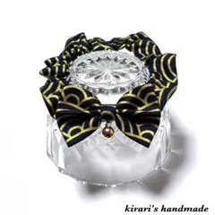 No.226 猫の首輪(新年用・青海波・濃紺)サイズ調整可能