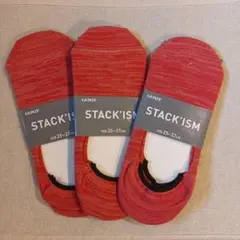 25-27cm ① GUNZE STACK'ISM 3点セット ソックス レッド