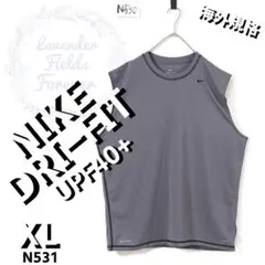 ナイキタンクトップTシャツN530〇XLプリントロゴ灰グレーNIKEアメリカ古着