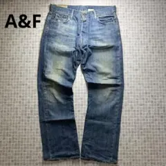 【美品】A&F アバクロ　ライトブルー ストレートレッグ デニム　W34 L32
