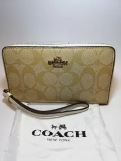 【新品】COACH コーチ ライトカーキ×チョーク二つ折り財布