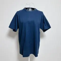 ミズノ・L 半袖Tシャツ ネイビー クルーネック コットン混合 薄手