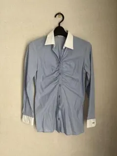 【試着のみ】ORIHICA長袖シャツ ギャザー入り