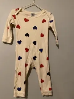 【オキシ済み】PETIT BATEAU ハート柄ロンパース