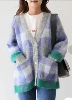 お値下げ　SLOBE IENA シャギーモヘアチェックカーディガン