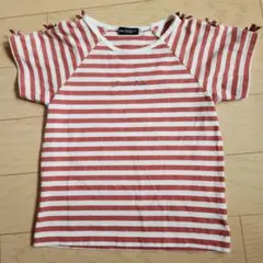 赤と白ストライプ Tシャツ BeBe