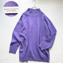 BEAUTY&YOUTH タヌキ　フォックス　ハイネック　パープル ニット