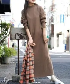 ハイネックワンピース ロングワンピース