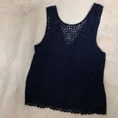 COMPTOIR DES COTONNIERS ネイビー レース ノースリーブ