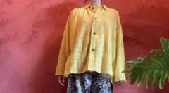 【BEAMS BOY】ビームスボーイ ナンバー レース シャツ イエロー フリーのサムネイル