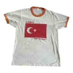 トルコ国旗 1980年オリンピック リンガーTシャツ　ヴィンテージ　古着