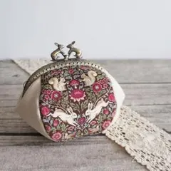 ウサギがま口ポーチ*兎とリス