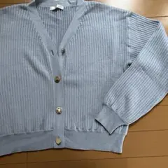 TRUDEA ニットカーディガン　くすみブルー　　Ｍ