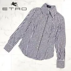 美品 ETRO ペイズリー柄 ストライプシャツ ブラウン サイズ40*BD26