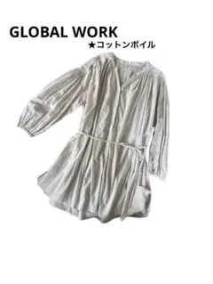 GLOBAL WORK チェック柄スキッパーブラウス M 半袖 シアー素材 - メルカリ