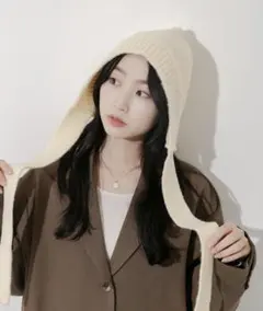 SMELLY ニットキャップボンネット　アイボリー