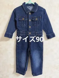 美品 西松屋デニムロンパース長袖ボタン付きサイズ90