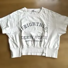 JEANASISジーナシス　リメイク風Tシャツ　ショート丈　ダメージ加工　白　Fのサムネイル