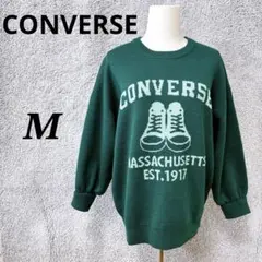 4578 コンバース ニット セーター M 緑 ロゴ クルーネック ゆるだぼ