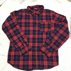 赤系チェック柄 ネルシャツ