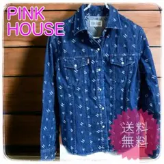 ピンクハウス　総柄デニムジャケット　ボタン　レディース　M 春夏秋冬　アウター