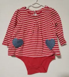 babyGAP☆ハート柄ボーダー長袖ロンパース　70サイズ　女の子　ベビー