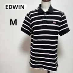 EDWIN エドウィン ボーダー 半袖ポロシャツ M ブラック ピンクのサムネイル