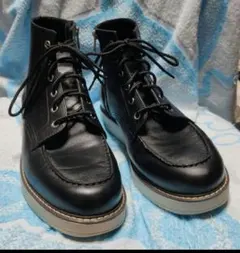 GU リアルレザーワークブーツ 26cm 本革靴 サイドジップ