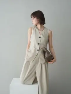 パンツセットアップ❣️リネンライクバックオープンジレ+パンツSET Lumier