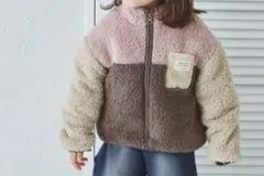 ペアマノン　ボア　配色　スタンドカラー　フリース　100cm