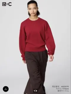 UNIQLO ユニクロc スムースコットンクルーネックセーター　15レッド　L