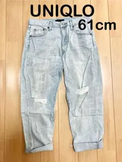 ユニクロ　ボーイフレンドデニム　ダメージジーンズ　レディースM61cm24インチ