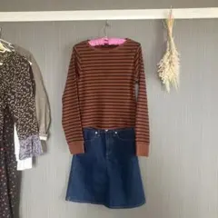 Kastane ブラウンストライプ 長袖カットソー F