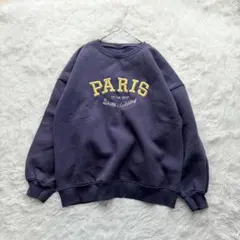 DAZY【M】カレッジ風立体ロゴ刺繍オーバーサイズスウェット 裏起毛 柔らかい