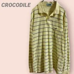 CROCODILE 長袖ポロシャツ　ボーダー　イエロー　メンズ　大きいサイズ3Lのサムネイル