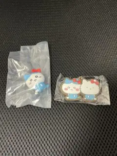 ハチワレ　ハローキティ　フィギュア　ラバーマスコット