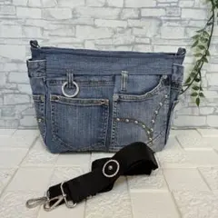 デニムリメイク　ショルダーバッグ　サイドポケット　Ｄカン付き