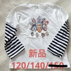 新品　キッズ　LABUBU 長袖 レイヤード風 Tシャツ100%綿 男女兼用